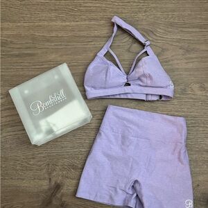 Bombshell Sportswear Lavender Sports Bra and Shorts Set